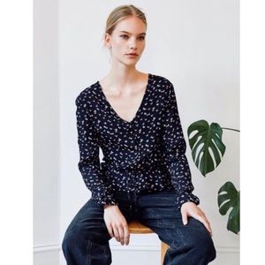 NWT Rails Beaux Ruffle Waist Blouse in Mariposa M